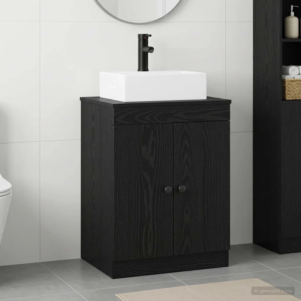 Set di mobili per il bagno Rovere Nero Legno ingegnerizzato 3404251