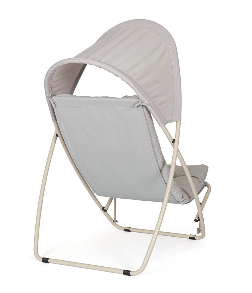 Poltrona da Giardino con Cuscini e Tettuccio 113x86x142h cm in Acciaio e Textilene Taito Grigio Chiaro