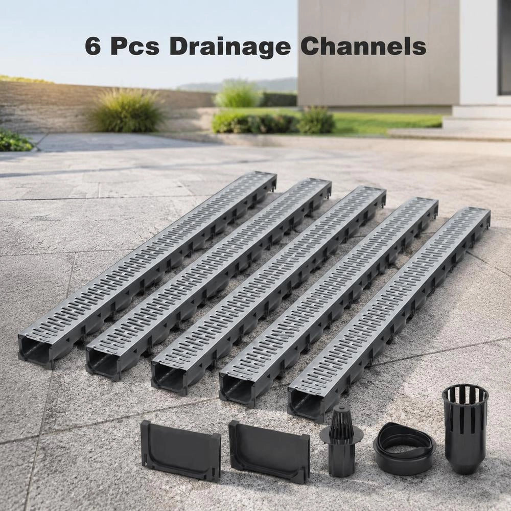 Drainage Channels, 6 Pcs. Galvanized Steel, 6 M