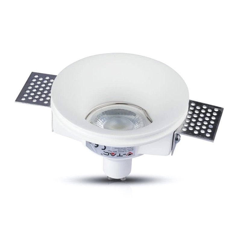 Portafaretto Lampada Led GU10 Da Incasso A Scomparsa Corpo Tondo Diametro 100mm In Gesso Bianco Verniciabile SKU-3697