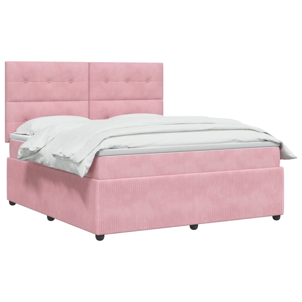 Letto box spring con materasso Rosa 140 x 200 cm Velluto 3454624