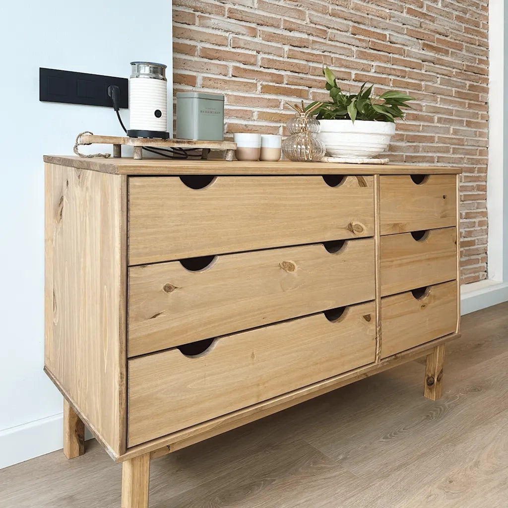 Cassettiera OTTA 111x43x73,5 cm cm in Legno Massello di Pino 348585