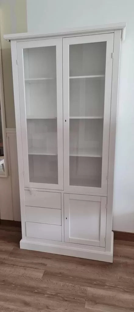 Vetrina 3 ante arte povera in legno bianca 90x41x186 (1388) - Mobili 2G