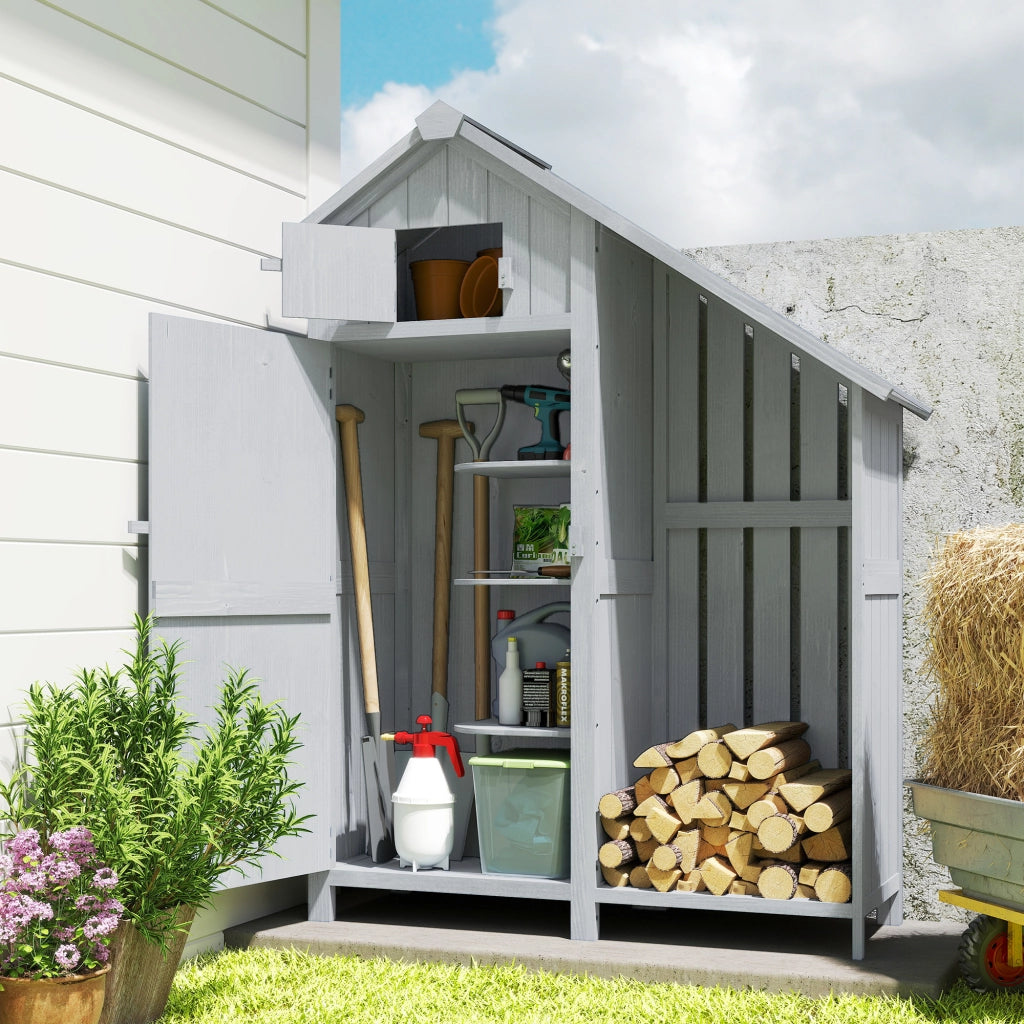 Armadio da giardino in legno ¨C zephmum ¨C 129x51.5x180 cm grigio