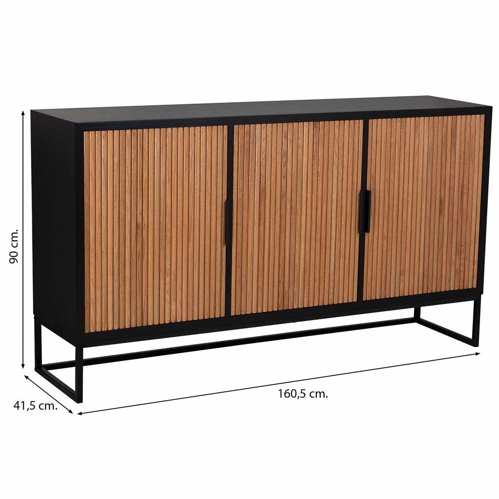 Credenza 3 ante in legno e metallo 160x41,5x90h cm