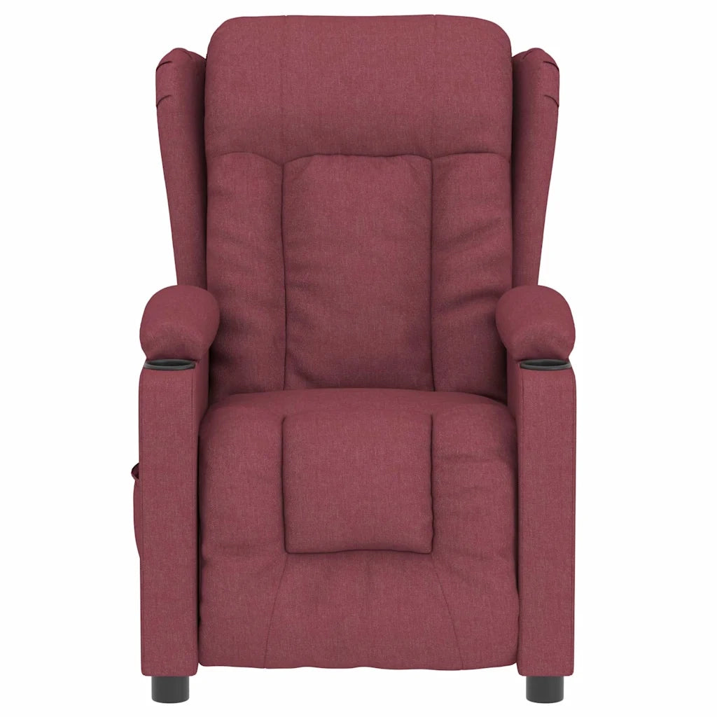 Poltrona Massaggiante Elettrica Rosso Vino in Tessuto 3098792