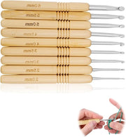 Impugnatura ergonomico in legno a base di bambù per insieme di ago da maglia per mani artritiche - 9 pezzi, manico in legno 30 mm - leggero