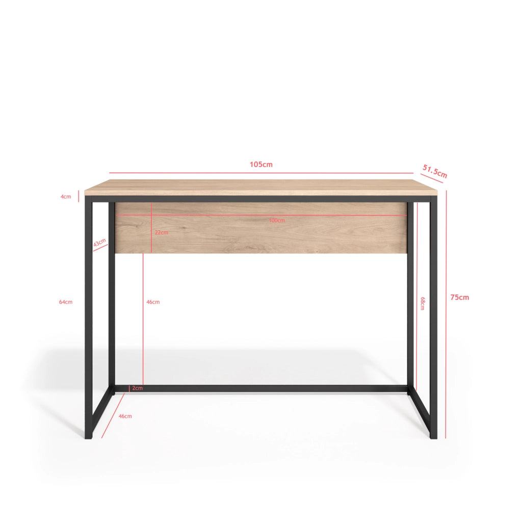 Scrivania Herdasa acciaio e effetto rovere 75x105x52