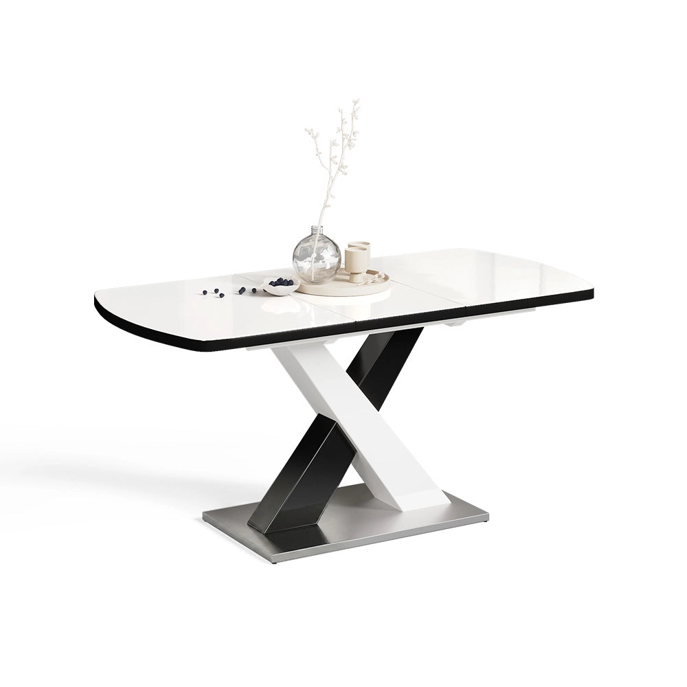 Tavolo da pranzo Chinto Nero/Bianco 120 x 80 cm Estensibile Vicco