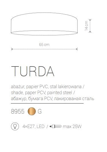 Plafoniera Nowodvorski TURDA oro/bianco Ø65 4xE27 LED