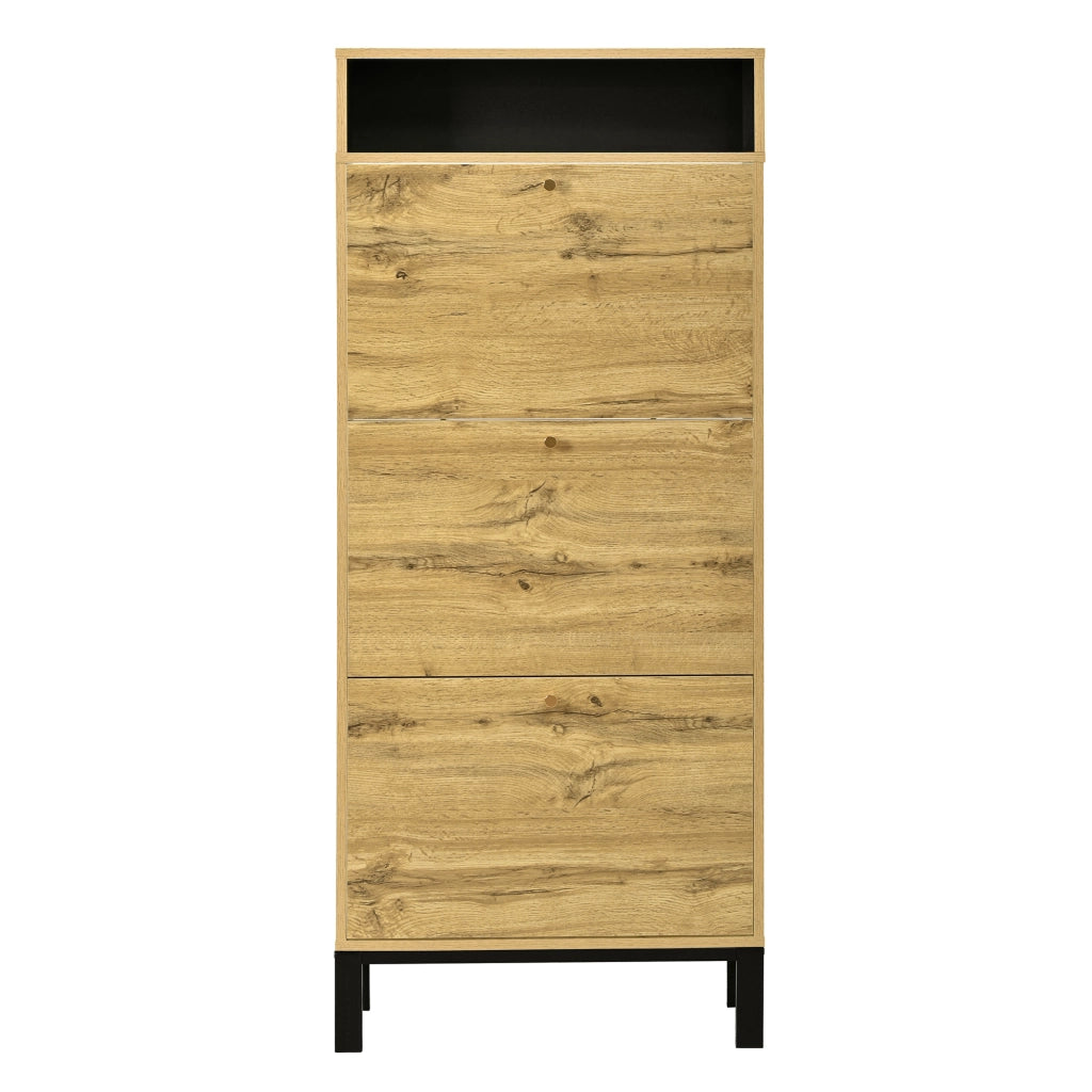Scarpiera Alta e Slim con Ante e Ripiani ¨C Xylo ¨C Bianco, 147 cm