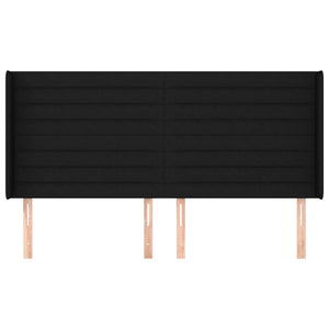 Testiera ad Orecchio Nera 163x16x118/128 cm in Tessuto 3119728