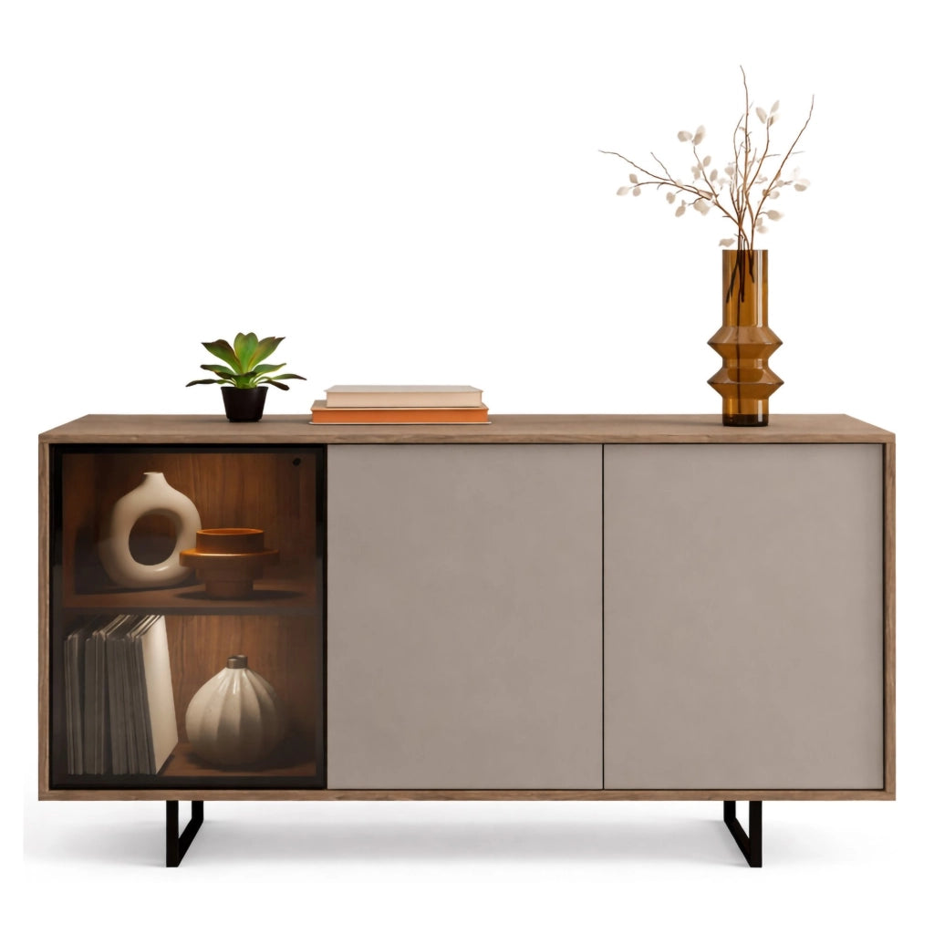 Madia Terinese, Credenza 3 Ripiani, 184x40x87h cm Beige