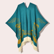 Sciarpa da viaggio da donna, stile etnico, con nappe, modello pullover, calda cappa decorativa da esterno in jacquard