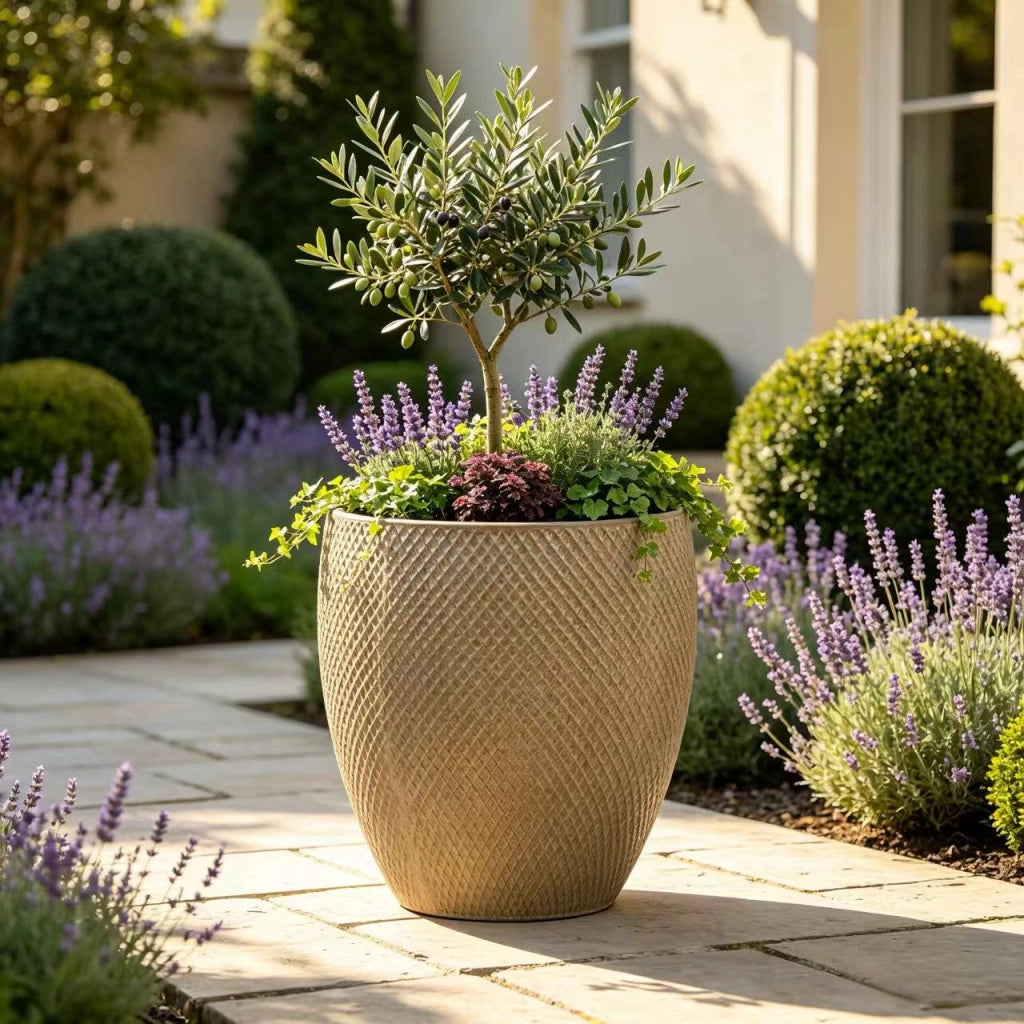 VASO Ø46 CM H 53 CM IN CERAMICA BEIGE