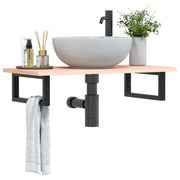 vidaXL Ripiano a Parete per Lavabo in Acciaio e Massello di Rovere