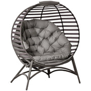 Poltrona da giardino in polyrattan con cuscini ¨C zephmum ¨C marrone sabbia 118x75x139 cm