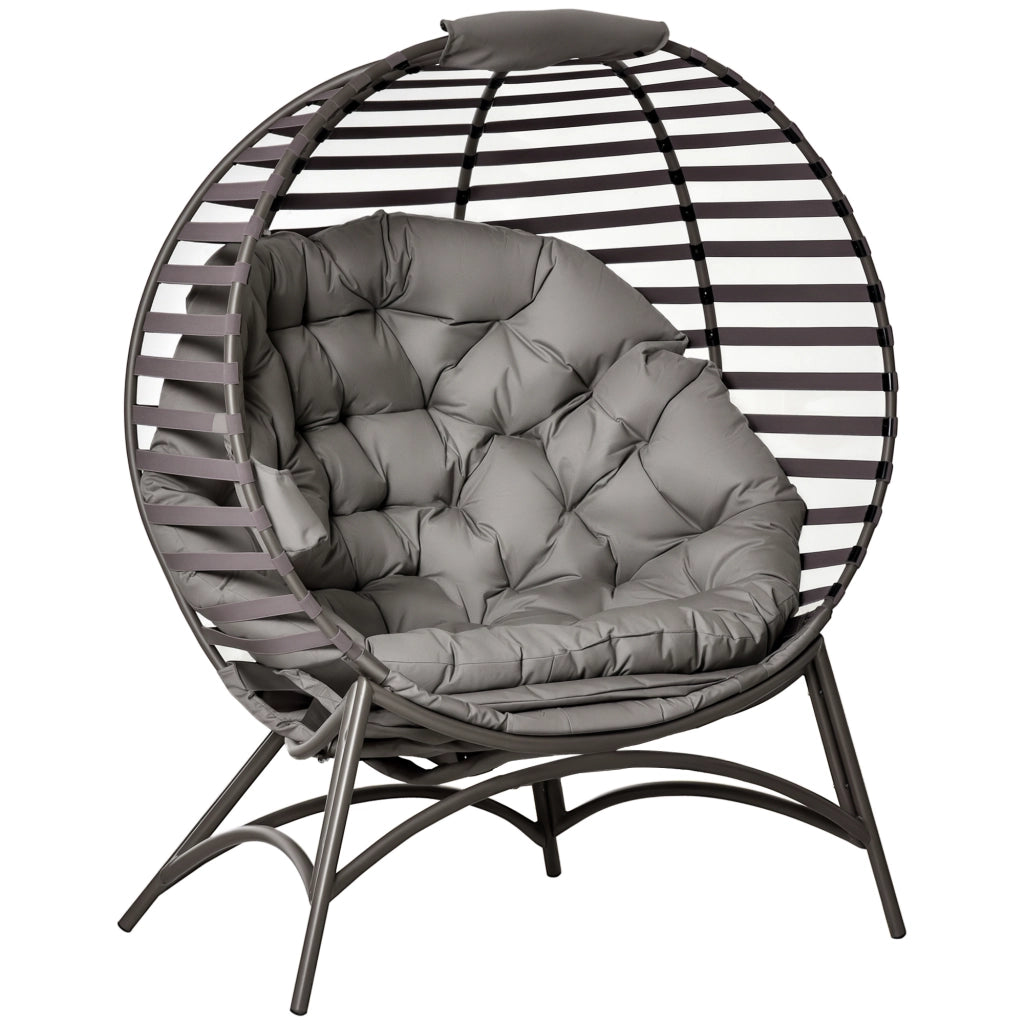 Poltrona da giardino in polyrattan con cuscini ¨C zephmum ¨C marrone sabbia 118x75x139 cm