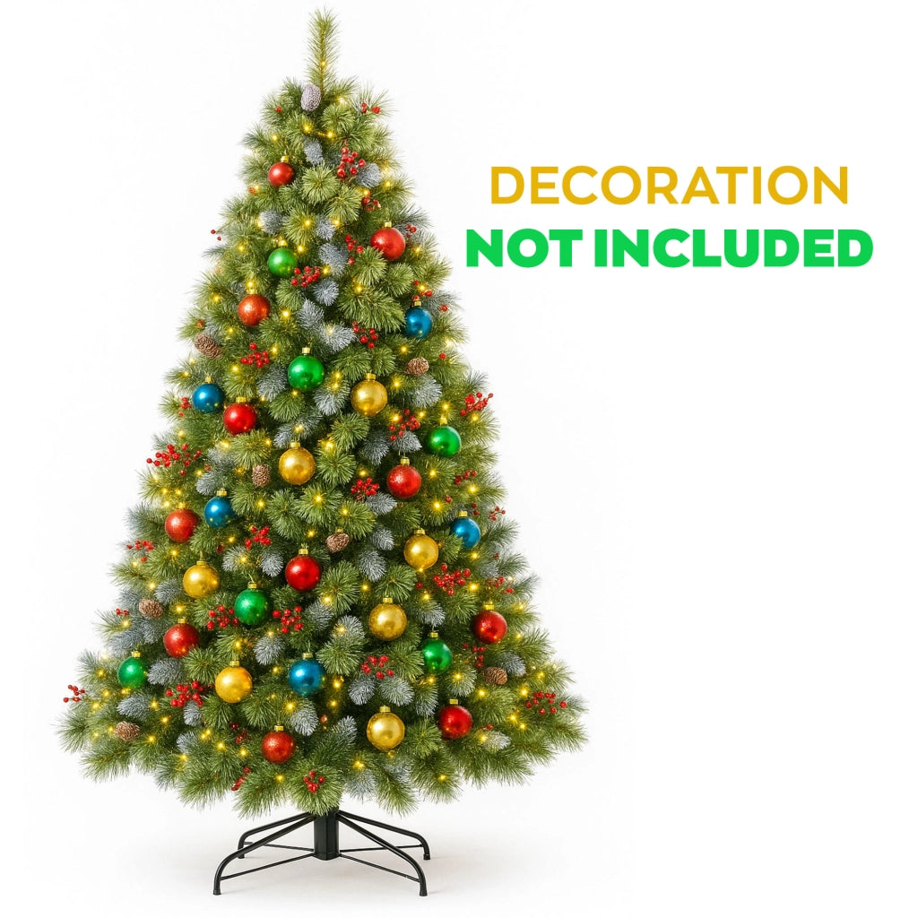 Cortina - Albero di Natale Innevato in PVC e PP con Pigne e Bacche Ø99x180H, 858 Punte