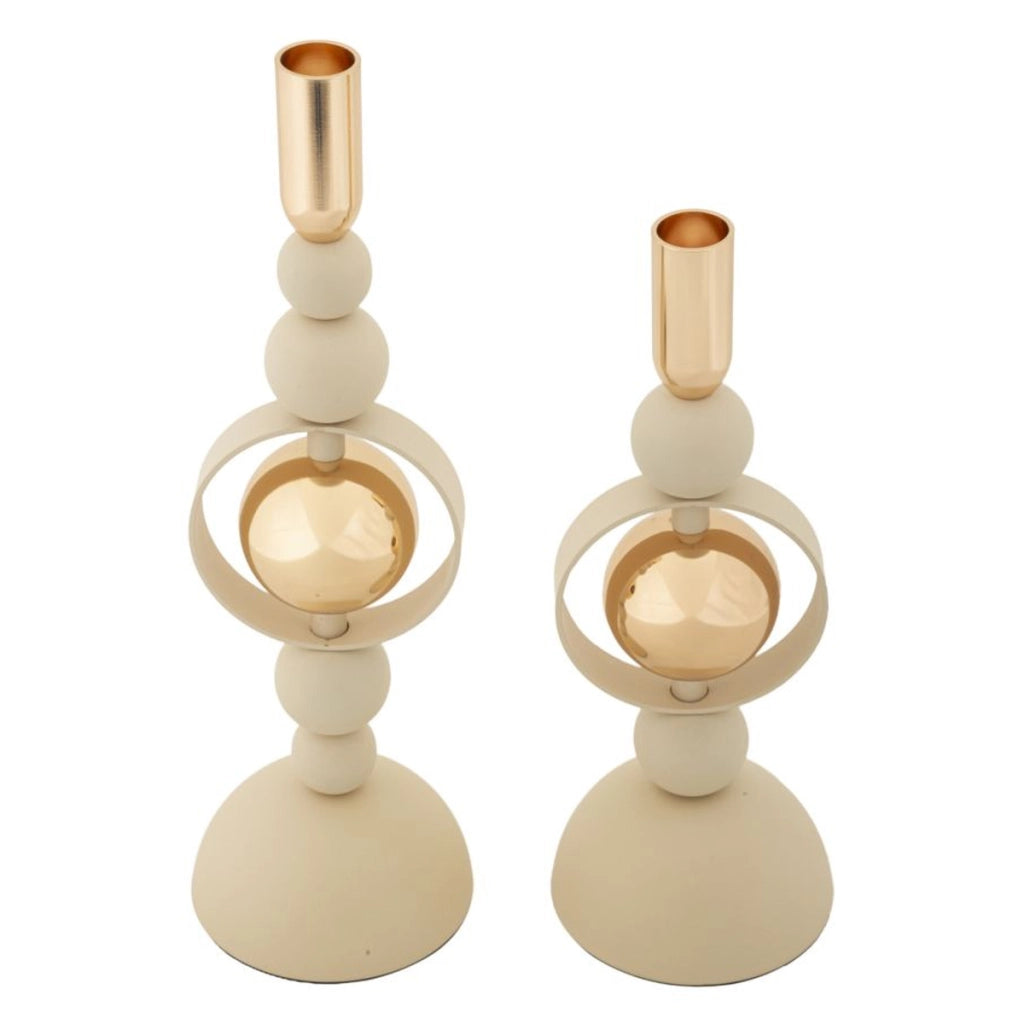 Portacandela VKH927, Beige, Acciaio, 10x10x33 cm