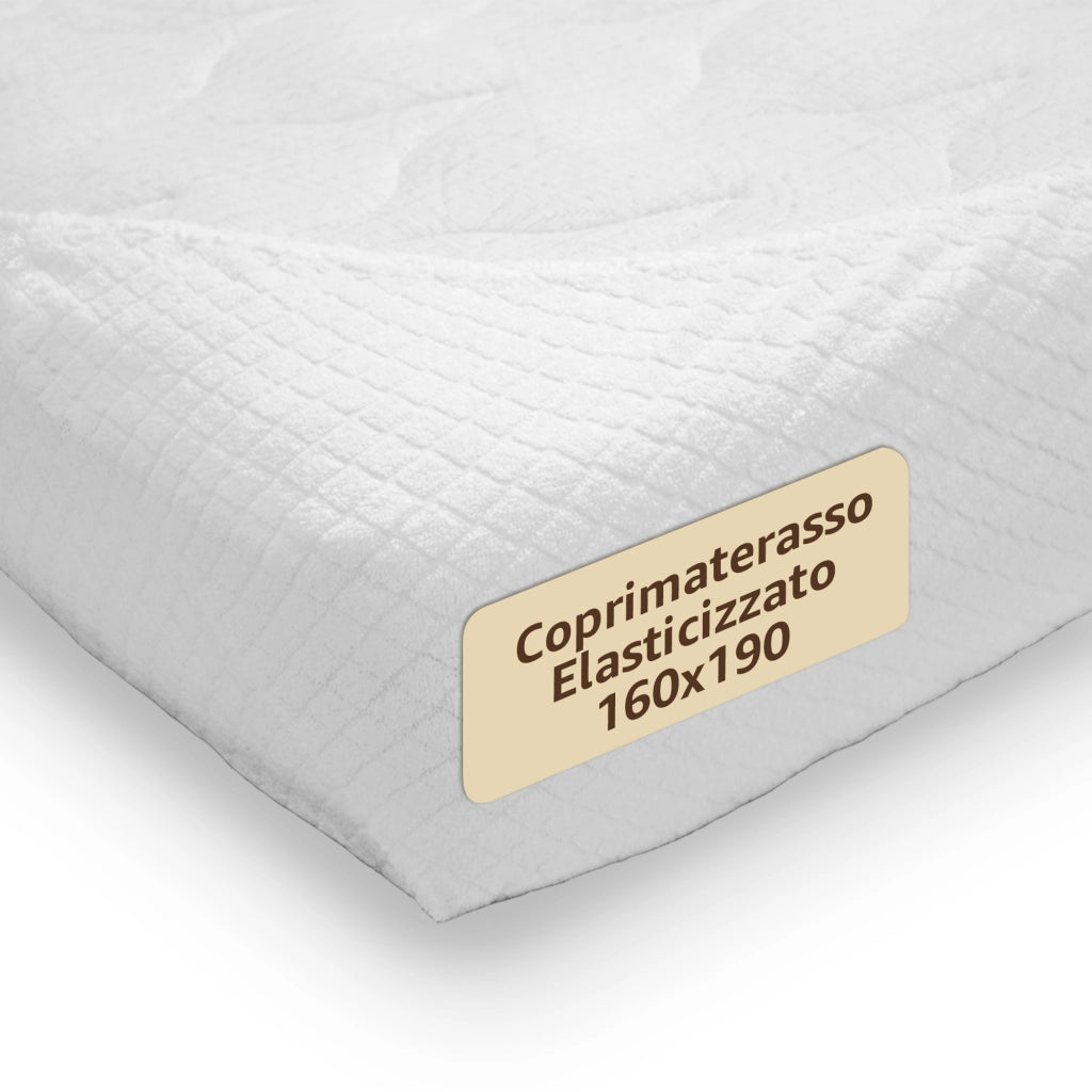 Copri Materasso Elasticizzato in Cotone, Antiacaro, Anallergico con Angoli 160x190 Misura: MATRIMONIALE 160X190