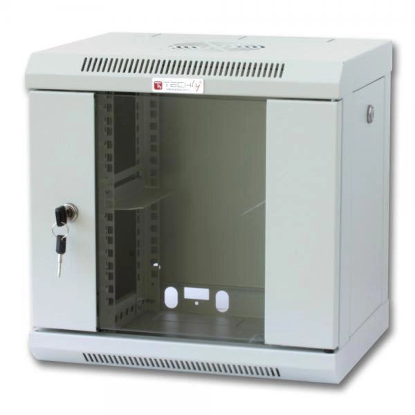 Armadio Rack 10'' a muro 6 unità con pannelli asportabili Grigio prof. 300 mm