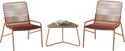 Set Salotto da Giardino in Rattan PE, con 2 Sedie e Tavolo Laterale in Legno-Plastica, Set Bistro per Balcone, Portico e Cortile