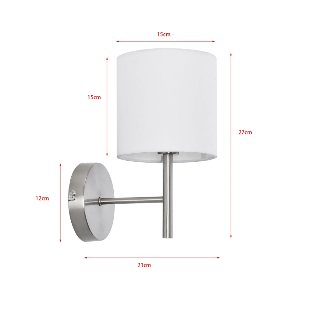 Set Winsford di 3 Applique per Interni Paralume Cilindrico in Tessuto Bianco lux.pro