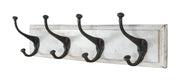 Biscottini Attaccapanni da parete in legno massiccio e ferro forgiato a mano finitura bianco anticato 60x12x16 cm