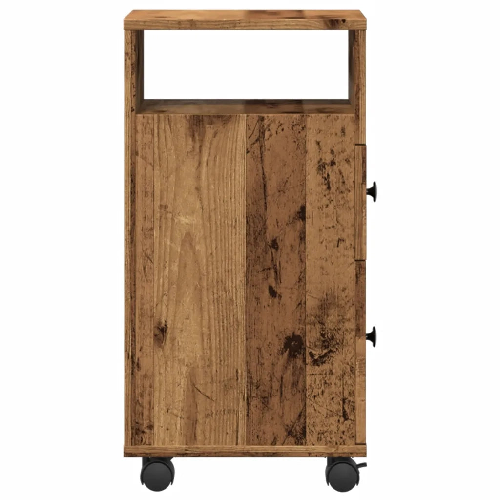 Mobile da Bagno Stretto con Ruote Legno Vecchio in Truciolato