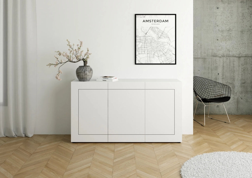 Madia 3 ante 150x40x83,5 cm Elios bianco lucido