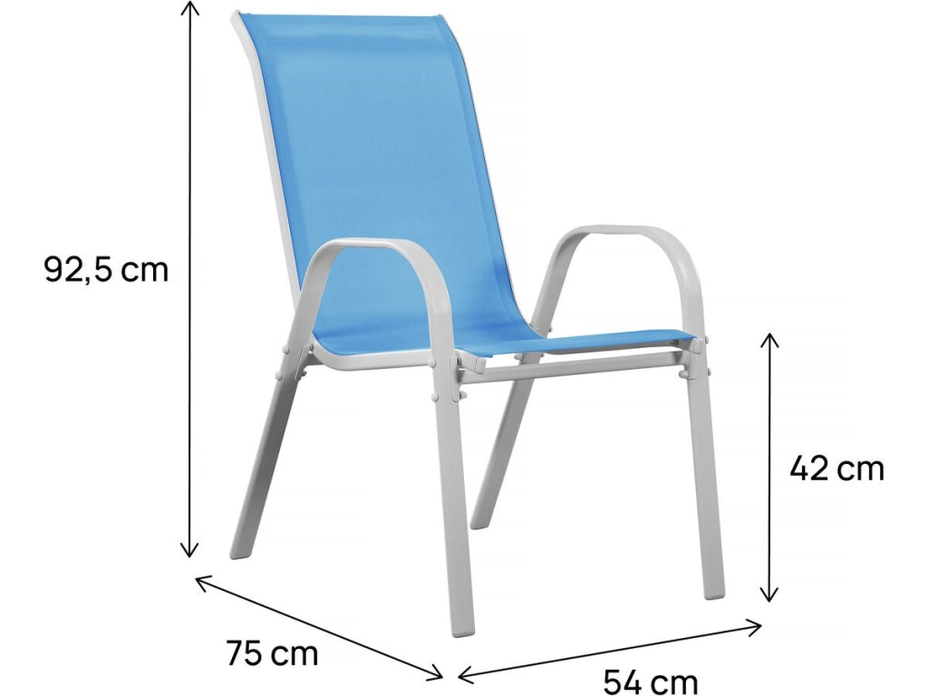 Sedia da giardino textilene "Cordoba" -Phoenix-Blu-Set di 2