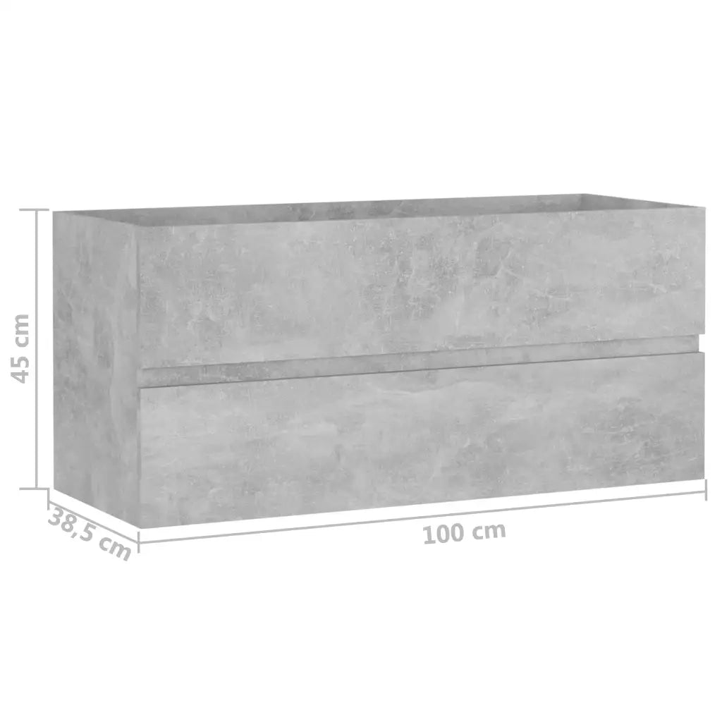 Mobile Lavabo Grigio Cemento 100x38,5x45cm in Legno Multistrato 804768