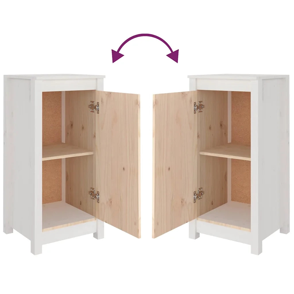 Credenze 2 pz | Madia | Buffet da pranzo | Armadio da pranzo Bianche 39x35x80 cm in Legno Massello di Pino