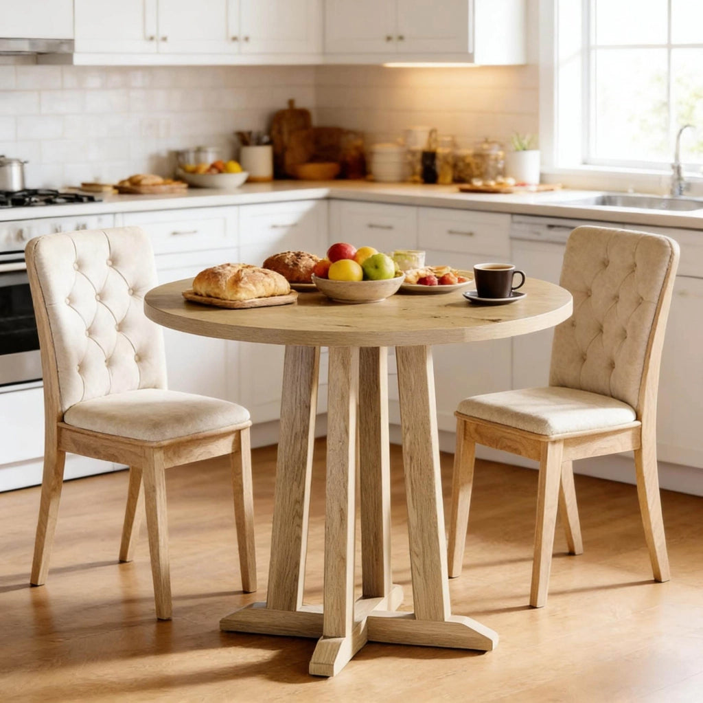 Tavolo da pranzo rotondo in legno Ø80 cm marrone