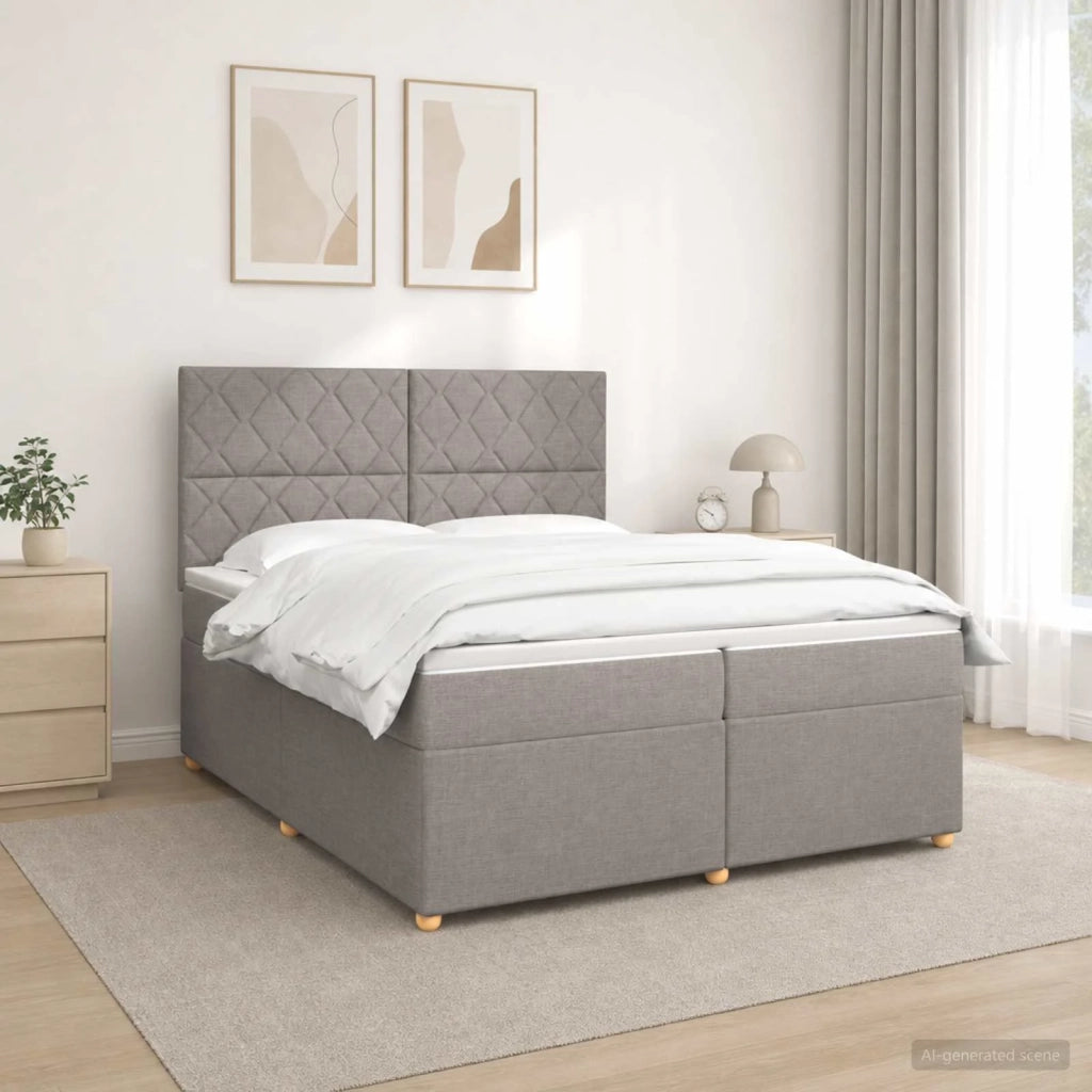 Letto box spring con materasso Tortora 200 x 200 cm Tessuto 3453974