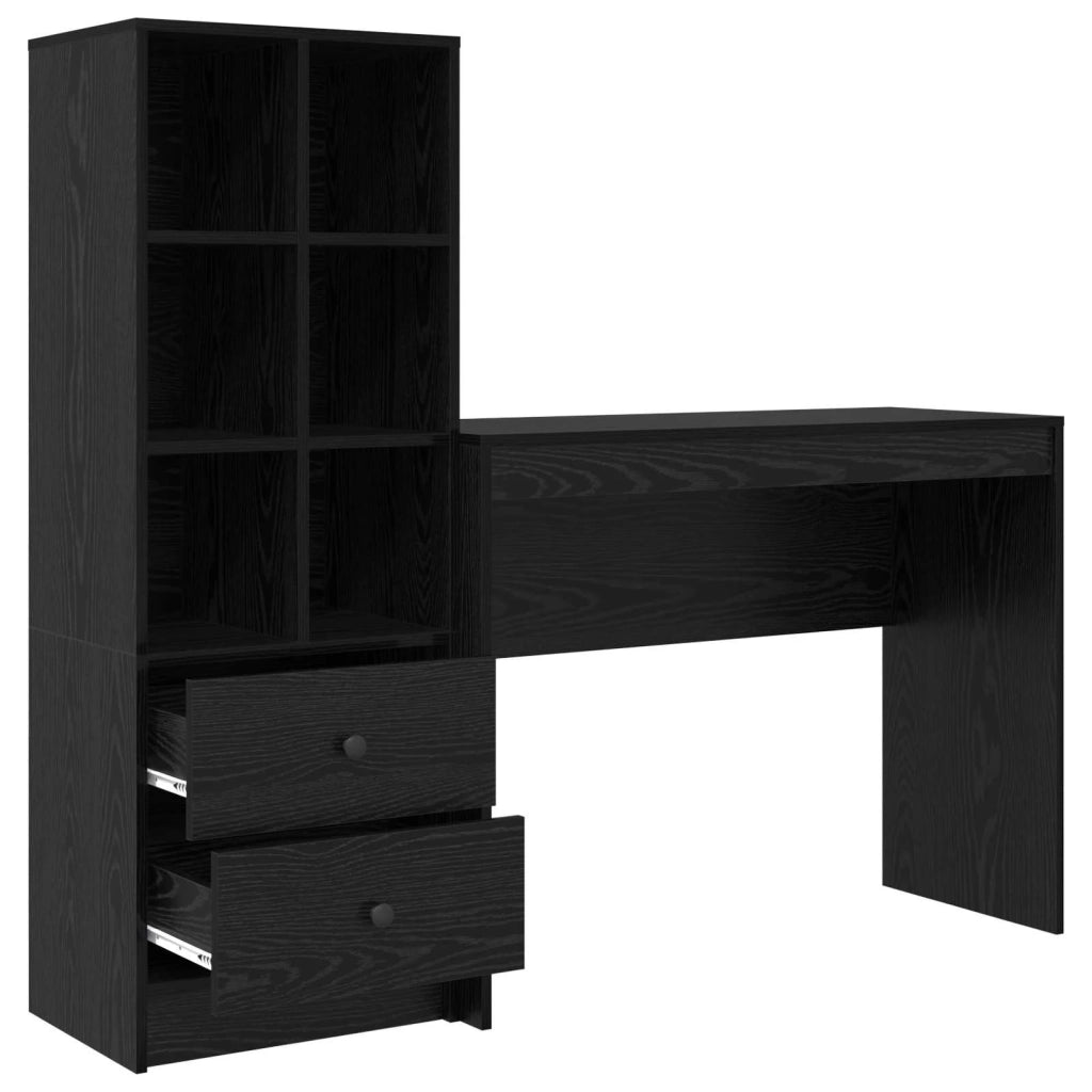 Scrivania con cassetto con lo scaffale 2 pcs Rovere Nero 3337330