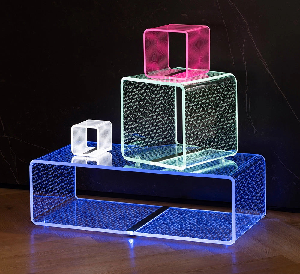 LAMPADA SOLID MEDIUM RGB LED 4200K  24 Volt - 12 W/Mt  IN CRISTALLO ACRILICO TRASPARENTE DECORATO FLOTS