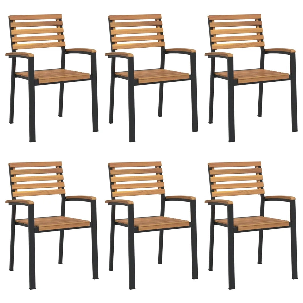 Sedie Giardino Impilabili 6 pz Legno Massello Acacia e Metallo 3155426