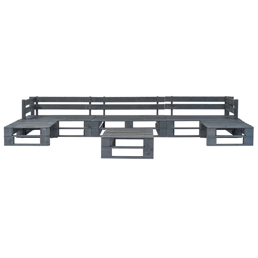 Set di mobili da giardino mobili da esterno set di mobili in pallet 6 pezzi legno grigio 02_0018465