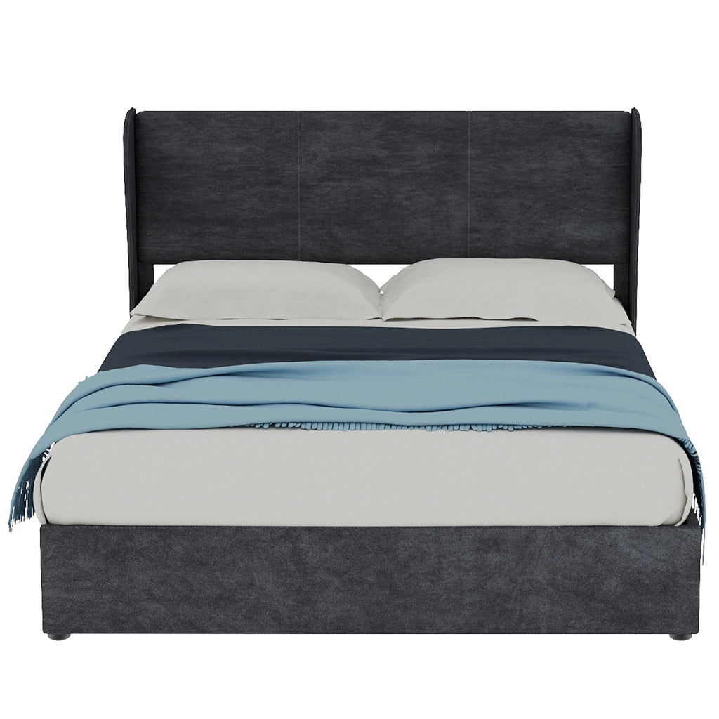 Letto Contenitore Imbottito con Testiera ¨C MINIMAL ¨C Grigio 140x200 cm