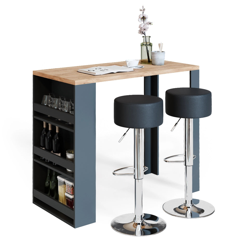 Vicco Tavolo bar con sgabelli Rovere 57 x 117 cm con 2 sgabelli da bar