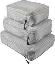 Set di Organizzazione dei Viaggi - Sacchetti di Peso - Conservazione dell'Abbigliamento - Disegno a Doppia Facia - 3 Pezzi - Grigio
