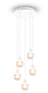 Lampada a Sospensione da Interno Attacco E14 in Metallo Bianco Opaco