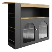 Moderno tavolo da bar allungabile, con spazio di stoccaggio, Rotabile, 138-193×39×105 cm, Nero