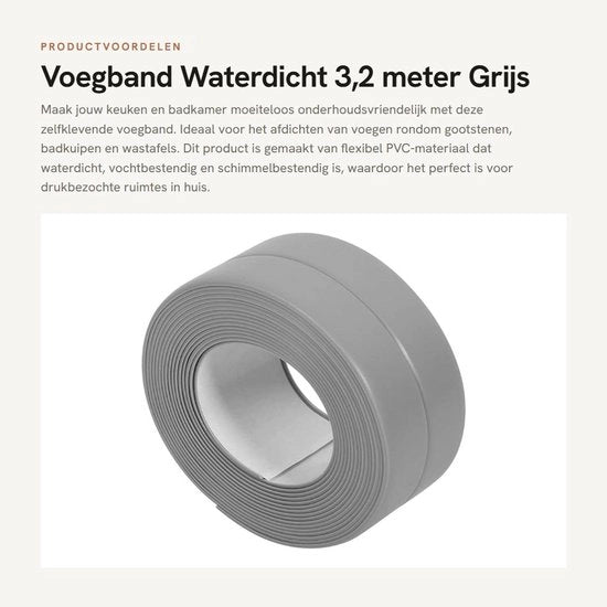 Striscia di sigillatura a secco 3,2 m - Impermeabile - Resistente alla muffa - Schiuma PVC flessibile - Adatta per cucina/bagno - Striscia di sigillatura