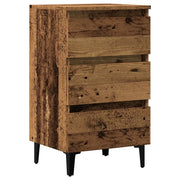 Comodino | Armadio da Notte | Mobiletto da notte con Gambe in Metallo Legno Antico 40x35x69 cm