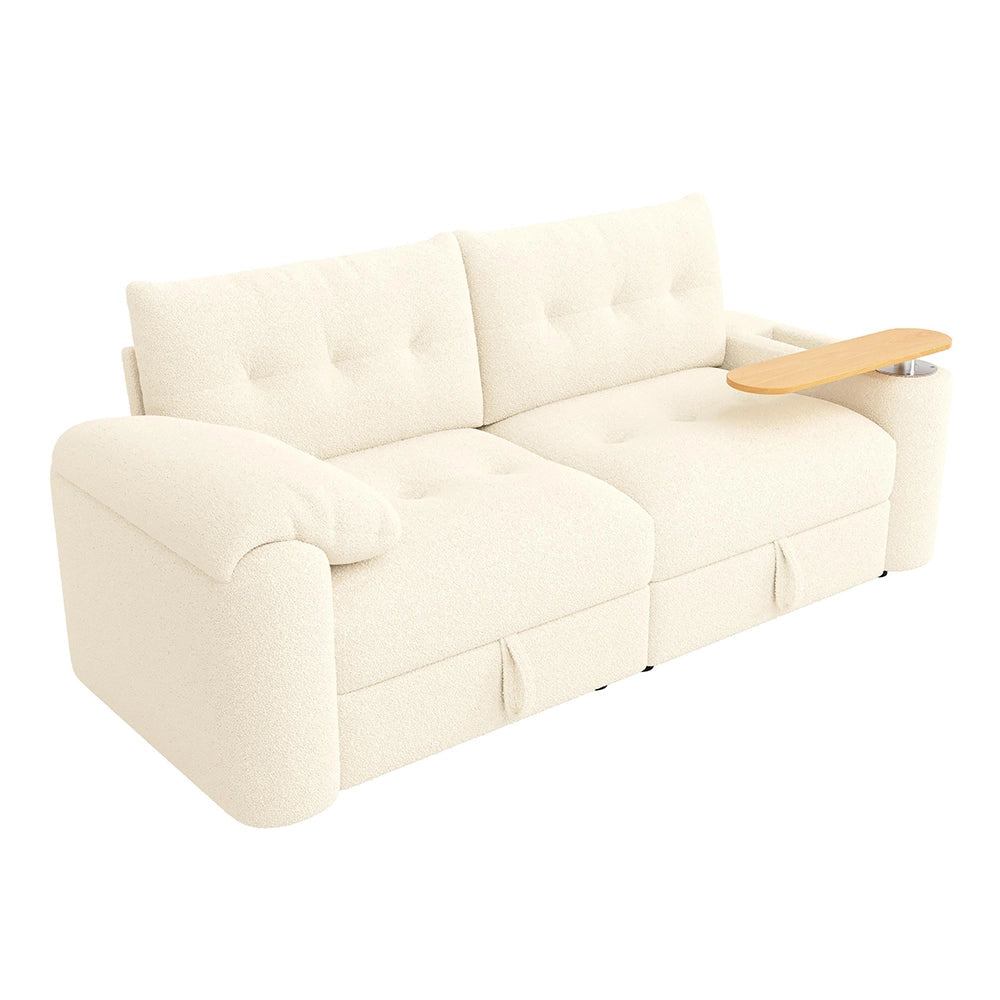 Divano letto 3 posti modulare - Xylo - Beige con ripostiglio e tavolino