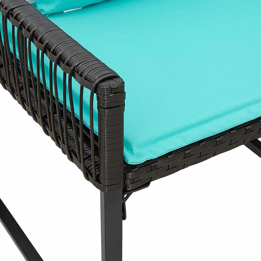 Set di Mobili da Esterno 7 pcs Nero e Turchese polyrattan