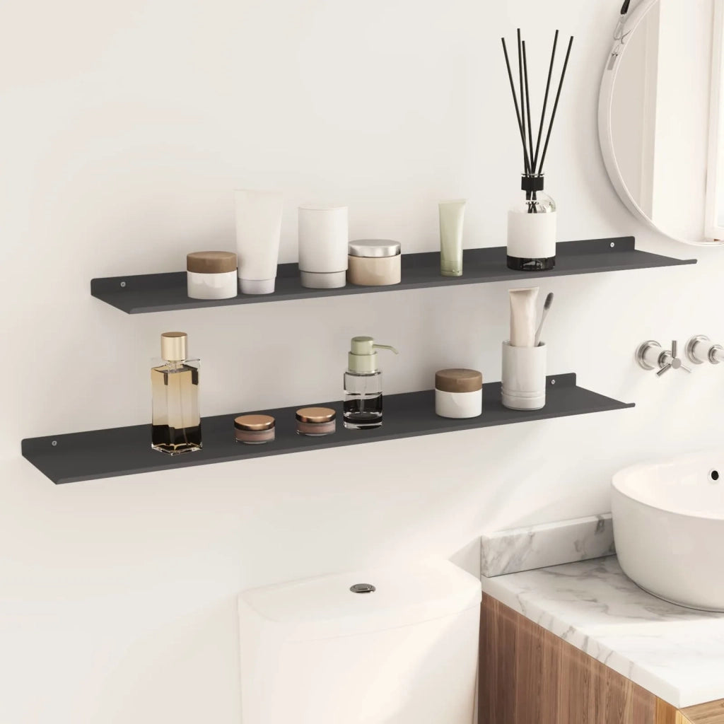 Mensola sospesa 2 pcs Nero 100 x 18 x 2,5 cm Acciaio 8004044